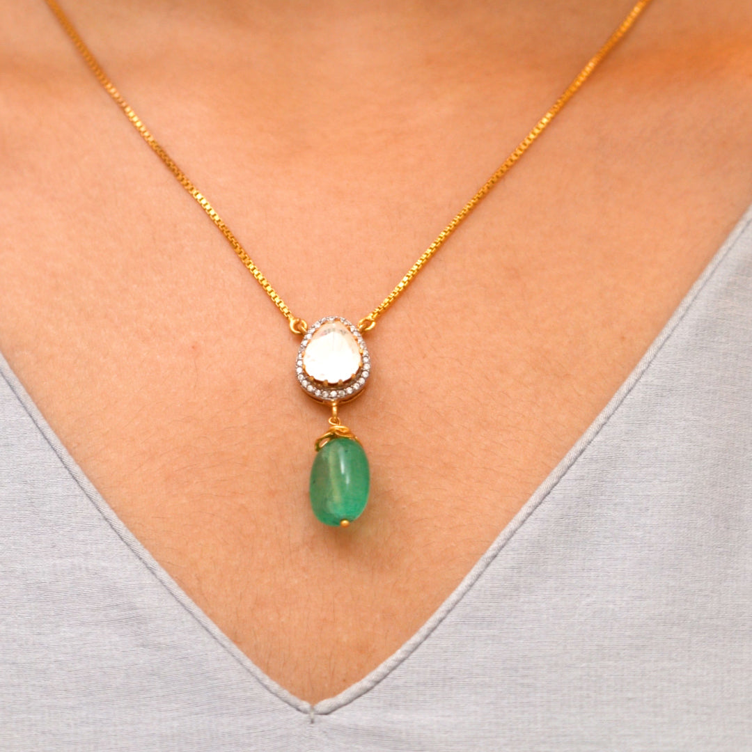 Kia 92.5 silver chain, gold-plated silver chain, daily wear silver chain with moissanite pendant