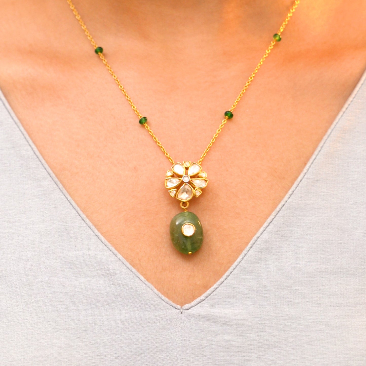 Nyra 92.5 silver chain, gold-plated silver chain, with moissanite pendant