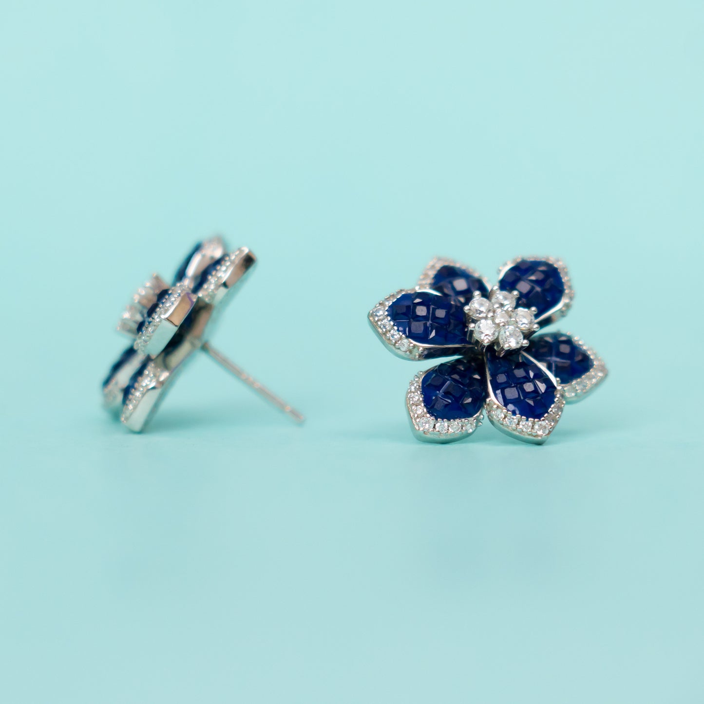 Kiyana silver stud earrings, 92.5 silver stud earrings featuring cz stones, perfect everyday wear silver earrings