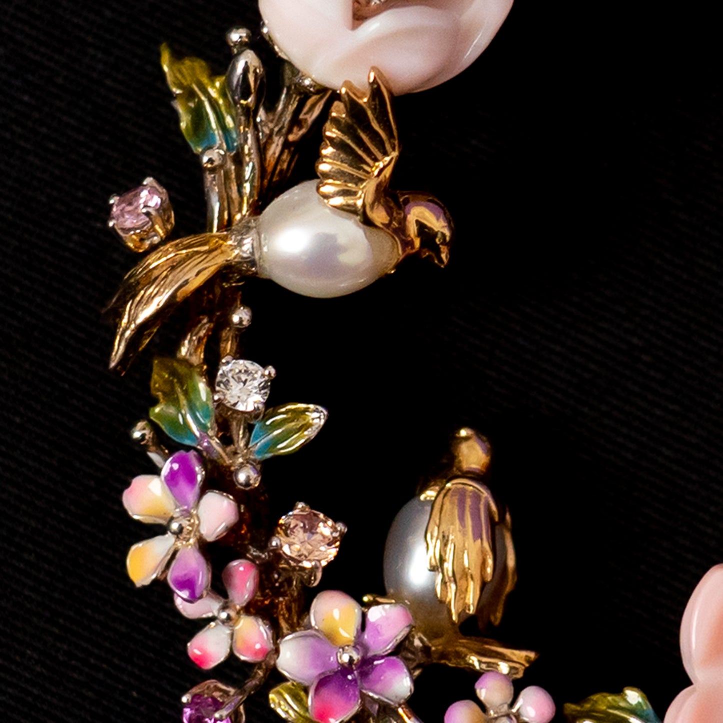 Eesha 92.5 silver chain, everyday silver chain with intricate rose-polish designs featuring cz stones and pearls