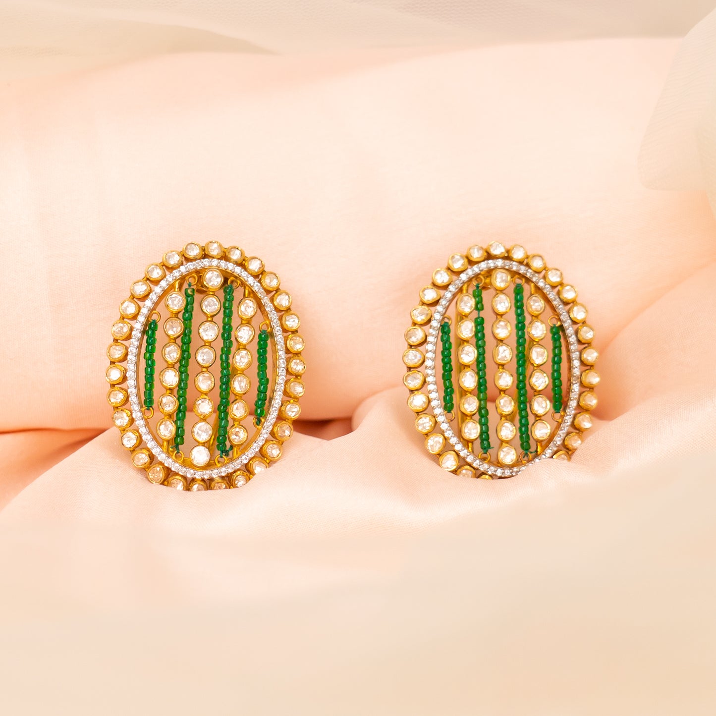 Oorvi silver stud earrings, 92.5 silver gold plated stud earrings featuring moissanite and cz stones