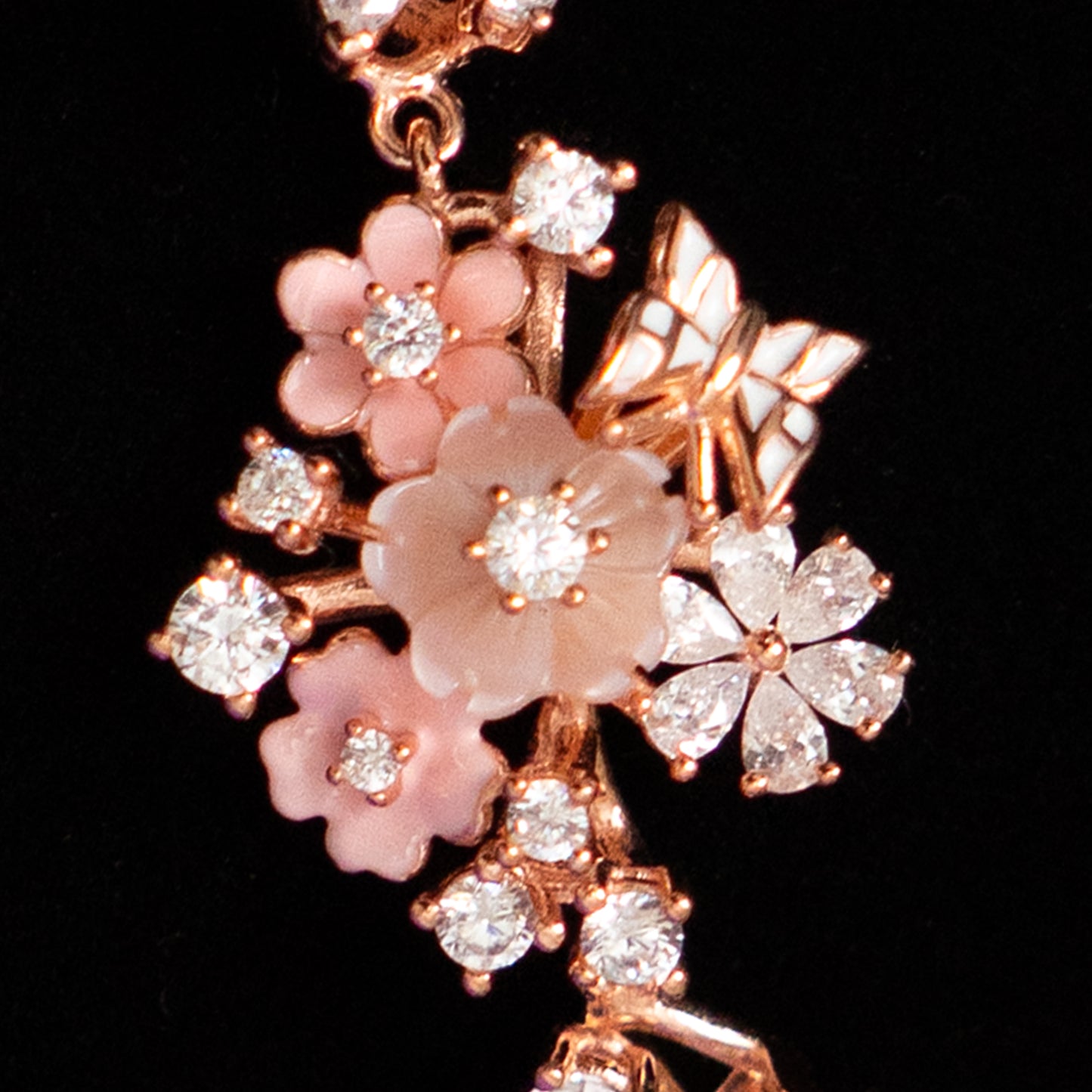 Aanya designer silver bracelet, 92.5 silver rose-gold-plated designer bracelet featuring cz stones