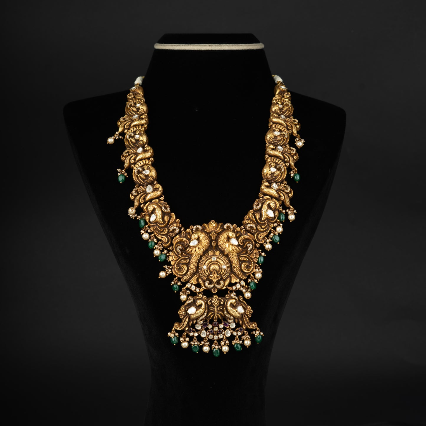 Falak kundan gold plated haram, gold plated 92.5 silver kundan haram
