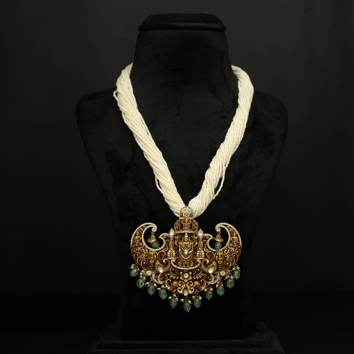 Zasha Silver Necklace, Gold plated premium 92.5 silver necklace featuring timeless cubic zirconia, moissanite stones, seed pearls, and tourmaline