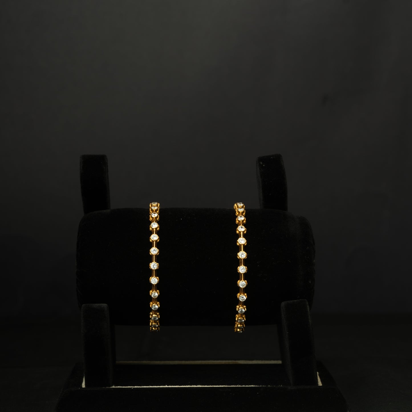 Saachi Gold-plated Silver Bangles, Gold plated premium 92.5 silver bangles featuring timeless cubic zirconia stones