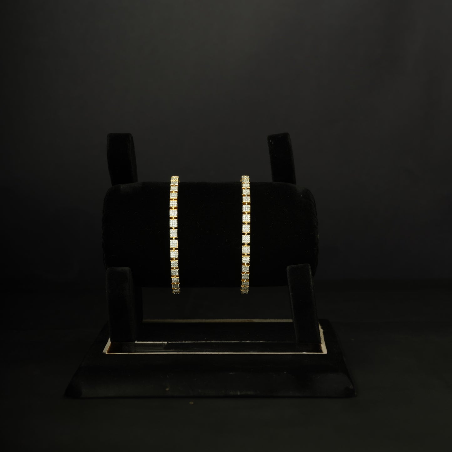 Urvi Gold-plated Bangles, Gold plated premium 92.5 silver bangles featuring timeless cubic zirconia stones