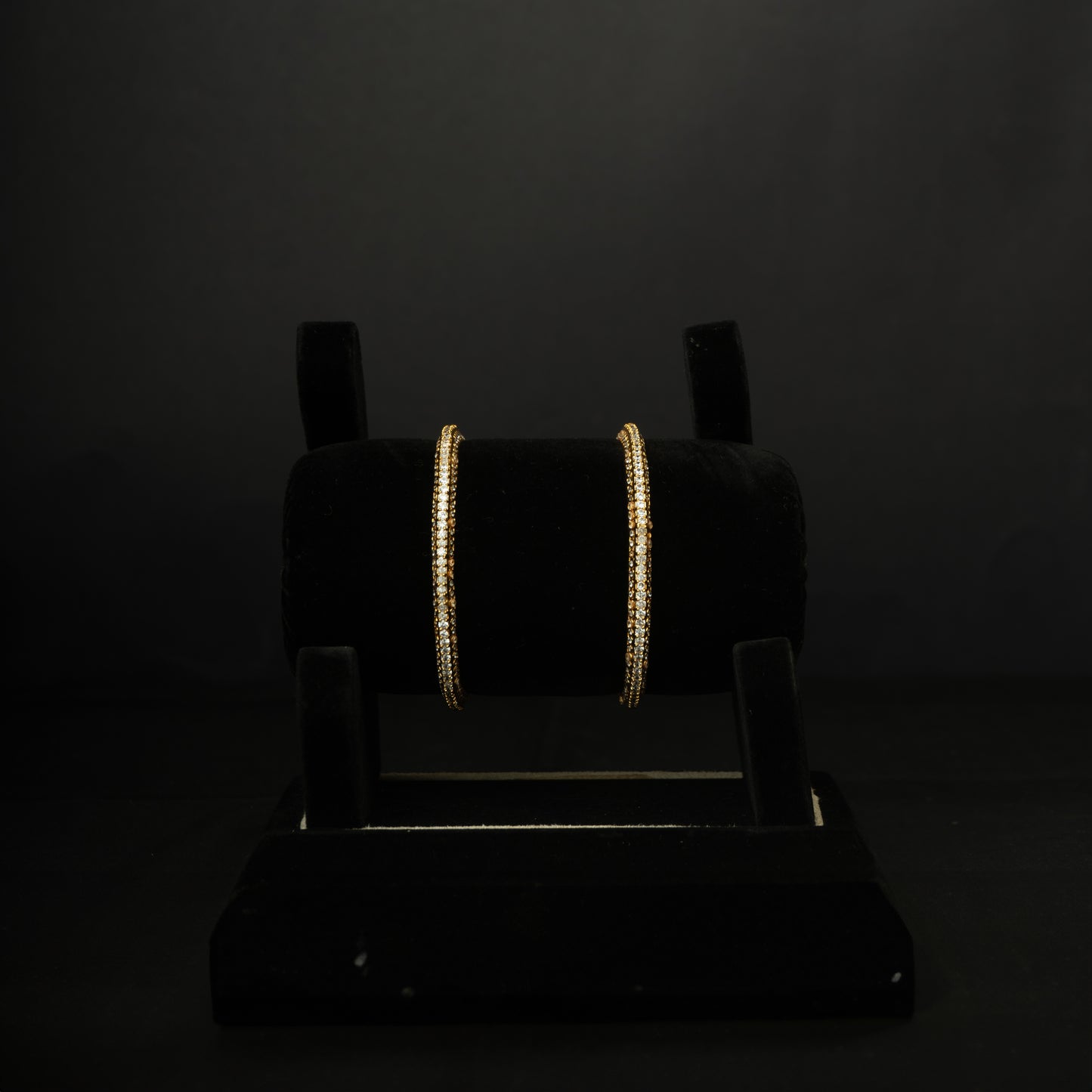 Janvi Gold-plated Bangles, Gold plated premium 92.5 silver bangles featuring timeless cubic zirconia stones