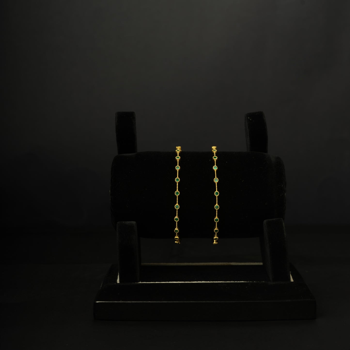 Deetya Gold-plated Bangles, Gold plated premium 92.5 silver bangles featuring timeless emerald stones