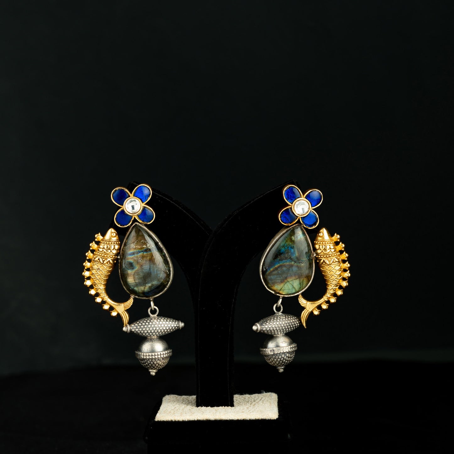 Prisha fusion silver earrings, gold-plated 92.5 silver fusion designed earrings