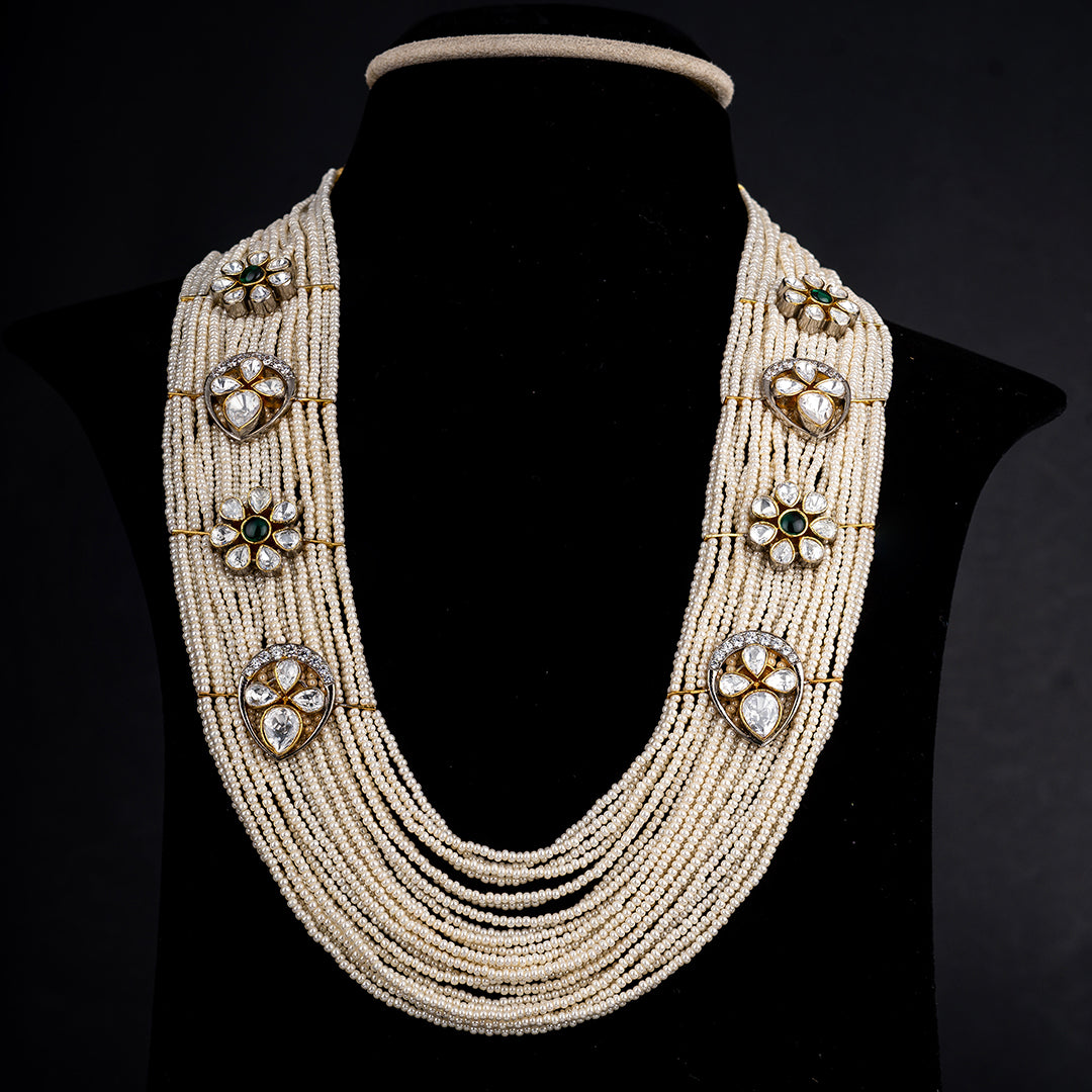 Leya gold plated haram, gold plated 92.5 silver pearl haram