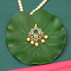 Tritya Silver Pendant, Gold plated premium 92.5 silver pendant featuring timeless emeralds, cubic zirconia stones, and beads