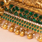 Isla silver pendant, gold-plated 92.5 silver pendant, featuring cz and emerald stones