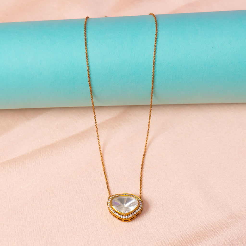 Erisha gold-plated 92.5 silver chain, gold-plated silver chain featuring cz and moissanite stone, minimal everyday anti-tarnish chain
