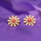 Zia silver stud earrings,crafted with gold-plated 92.5 silver featuring cz stones