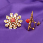 Zia silver stud earrings,crafted with gold-plated 92.5 silver featuring cz stones