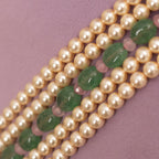 Aida beads haram, crafted from 92.5 gold plated silver that features pearl, tourmaline beads, jade, and moissanite stones, pairs well with traditional and indo-western outfits