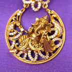 Saachi Silver Earrings, gold plated 92.5 silver earrings featuring traditional south indian designs adorning cz stones