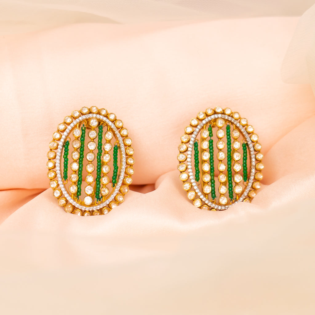 Oorvi silver stud earrings, 92.5 silver gold plated stud earrings featuring moissanite and cz stones