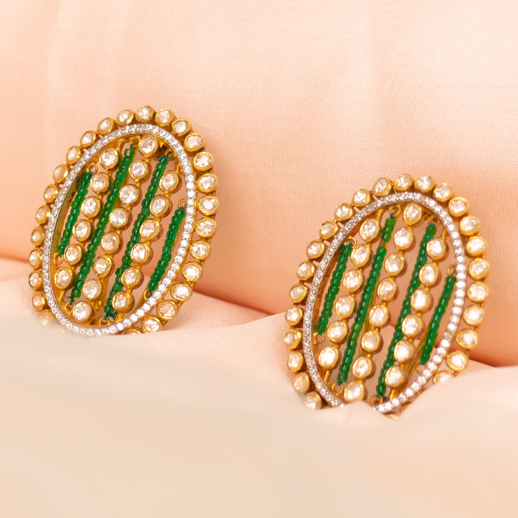 Oorvi silver stud earrings, 92.5 silver gold plated stud earrings featuring moissanite and cz stones