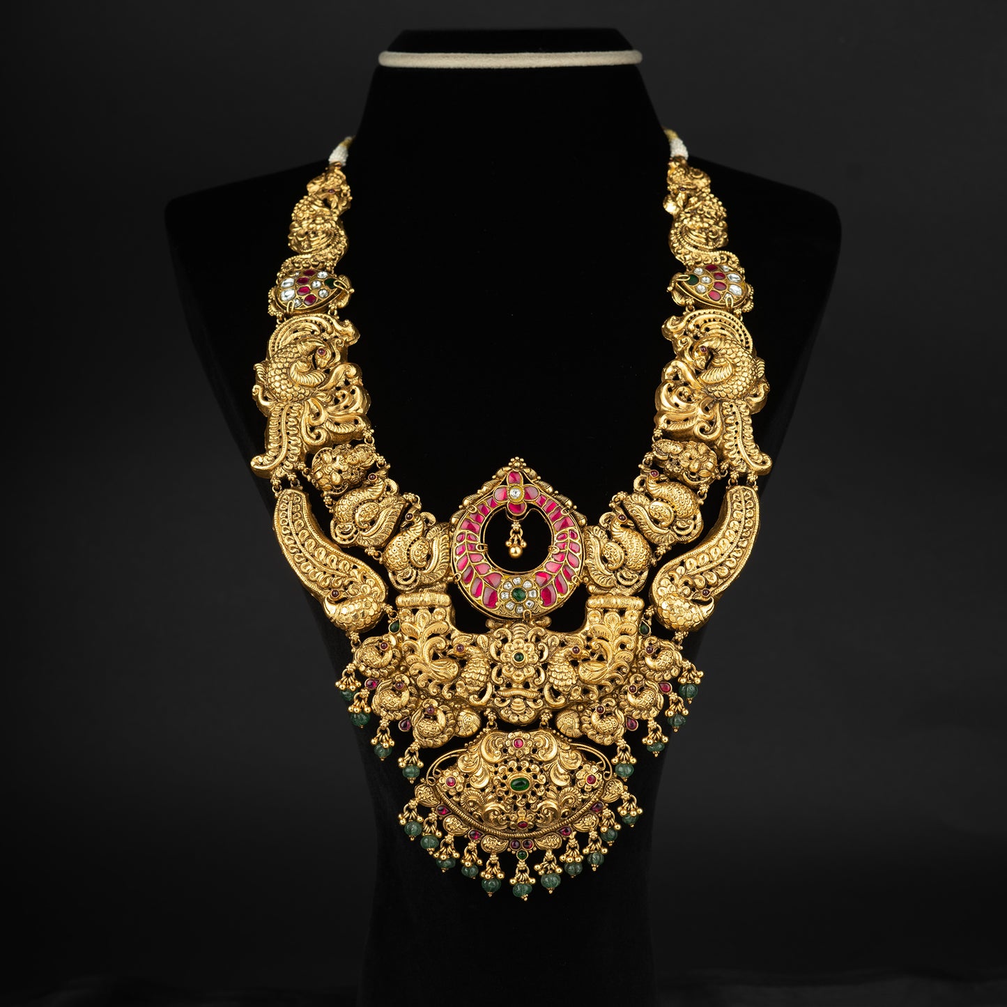 Ishita kundan gold-plated haram, gold-plated 92.5 silver haram, traditional haram