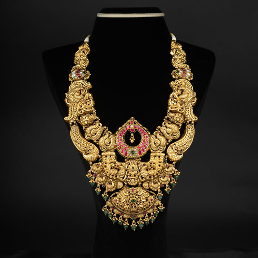 Ishita kundan gold-plated haram, gold-plated 92.5 silver haram, traditional haram