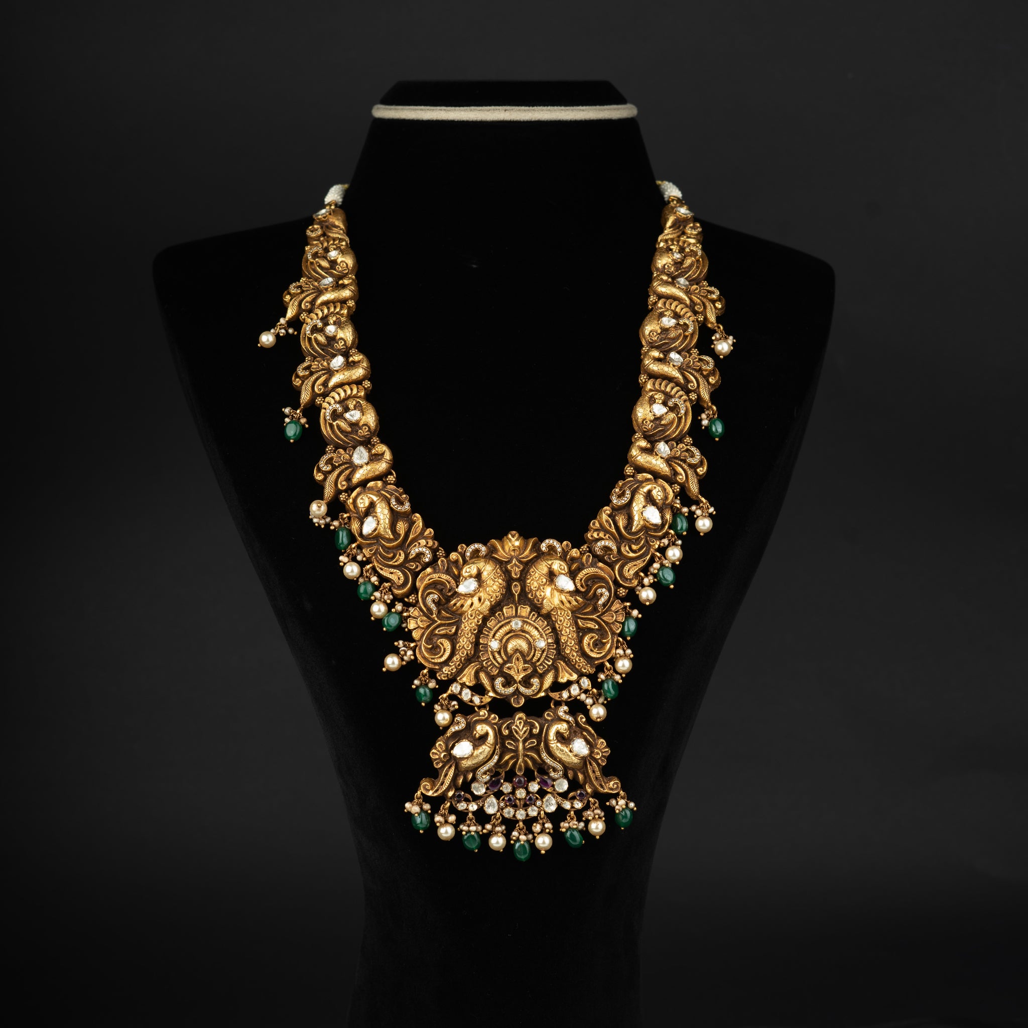 Falak kundan gold plated haram, gold plated 92.5 silver kundan haram