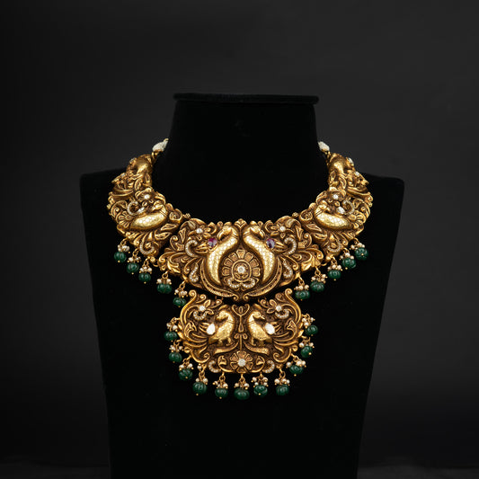 Inaaya Gold-plated Kundan Necklace, Gold plated premium 92.5 silver necklace featuring timeless Kundan stones, rubies, and cubic zirconia stones