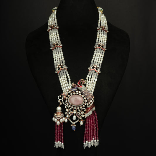 Aadhvi beads haram, 92.5 silver haram with gold plating, beads designer haram