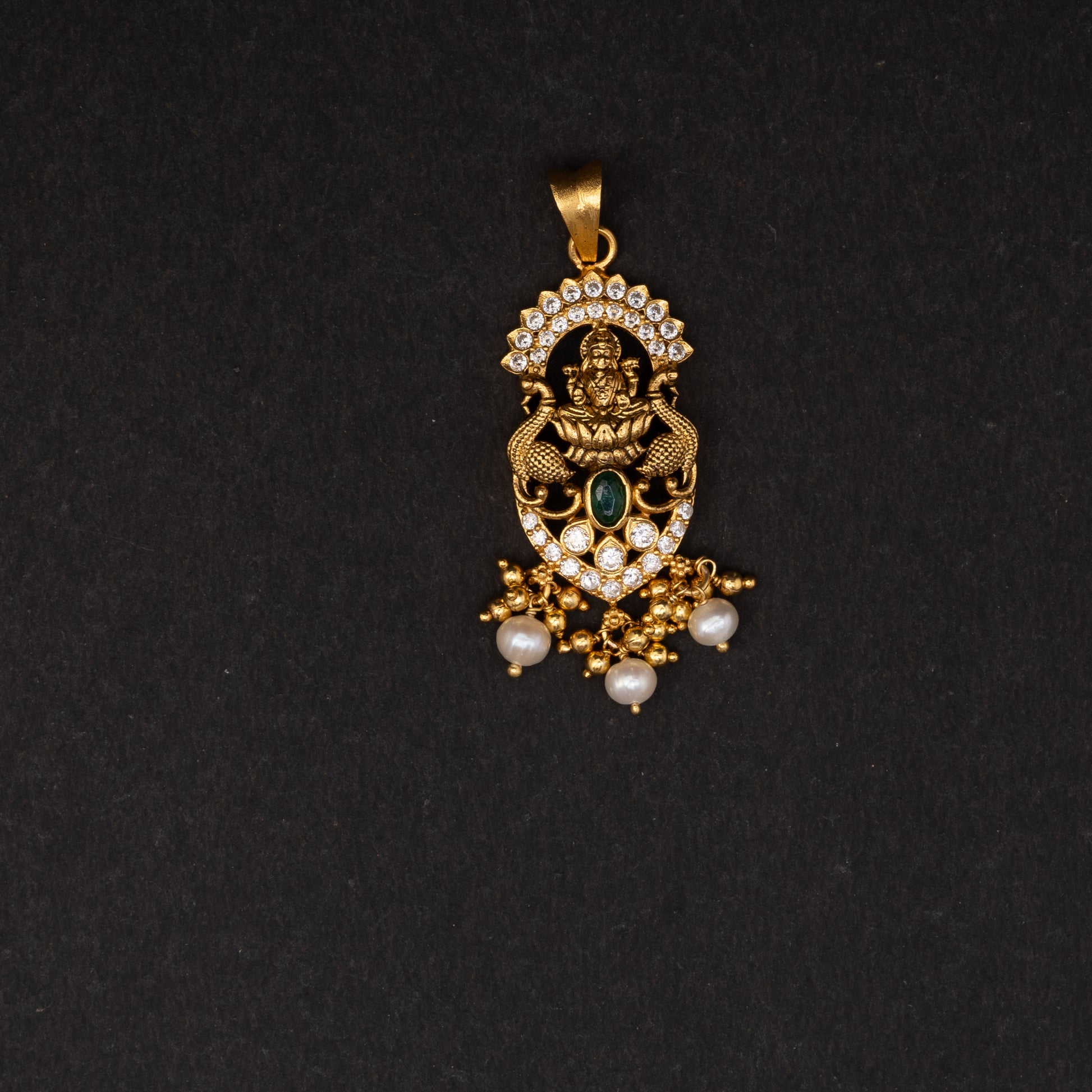 Sahana silver pendant, 92.5 silver cz pendant with gold-plating