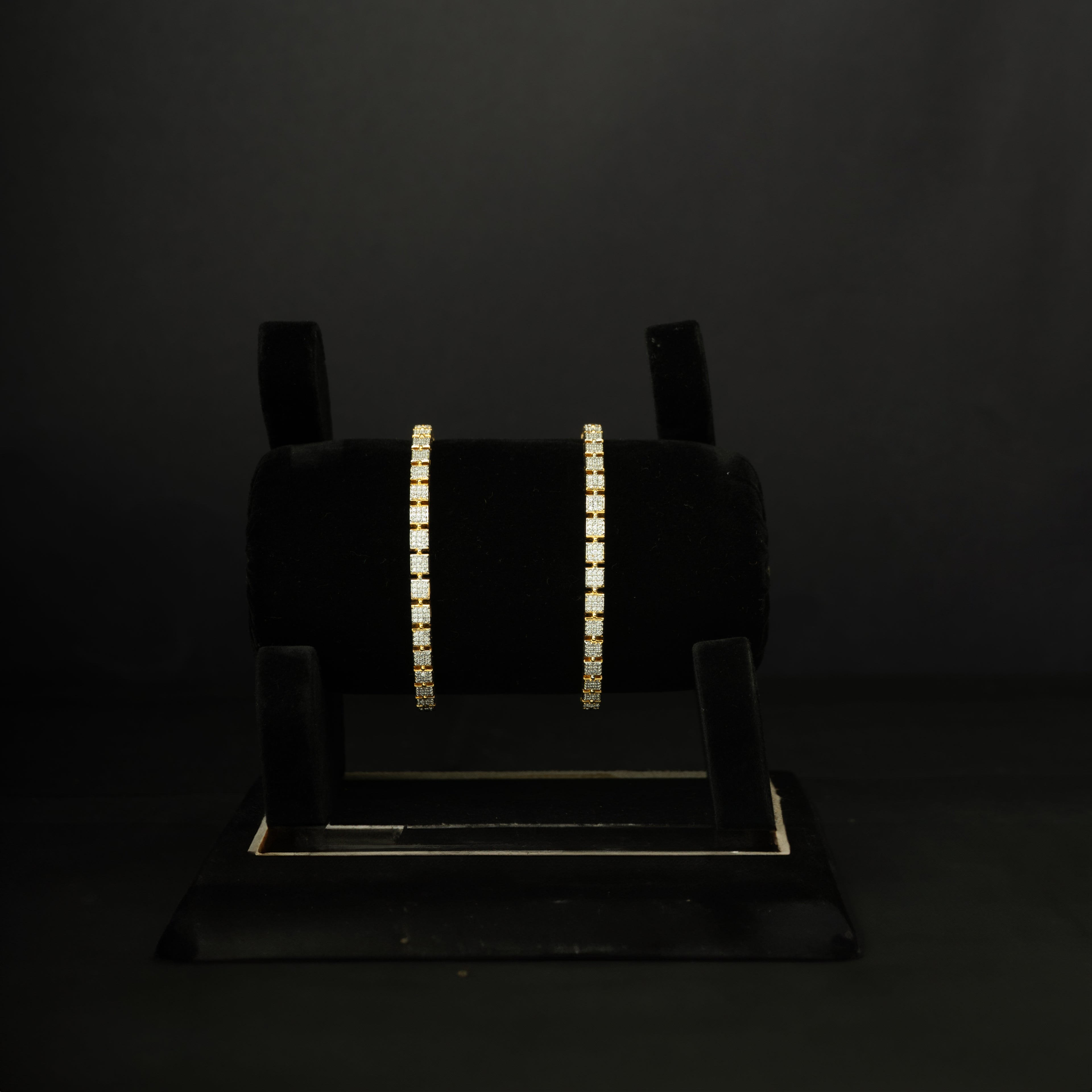 Urvi Gold-plated Bangles, Gold plated premium 92.5 silver bangles featuring timeless cubic zirconia stones