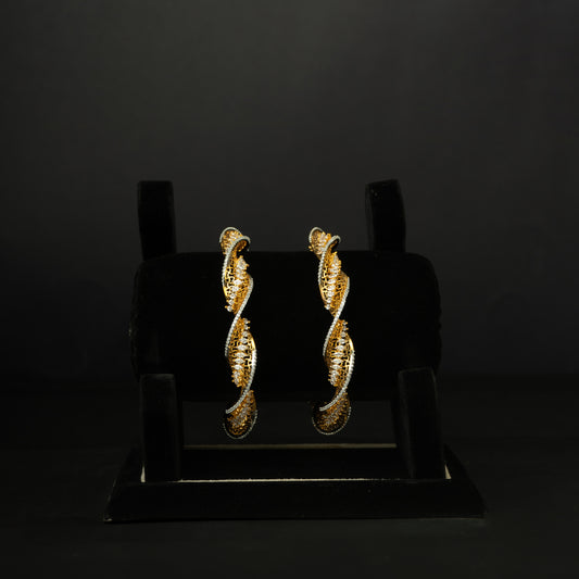 Tanvi Gold-plated Bangles, Gold plated premium 92.5 silver bangles featuring timeless cubic zirconia stones
