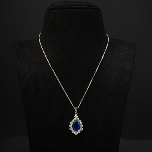 Tishya Tanzanite silver chain with pendant , 92.5 silver chain with tanzanite pendant