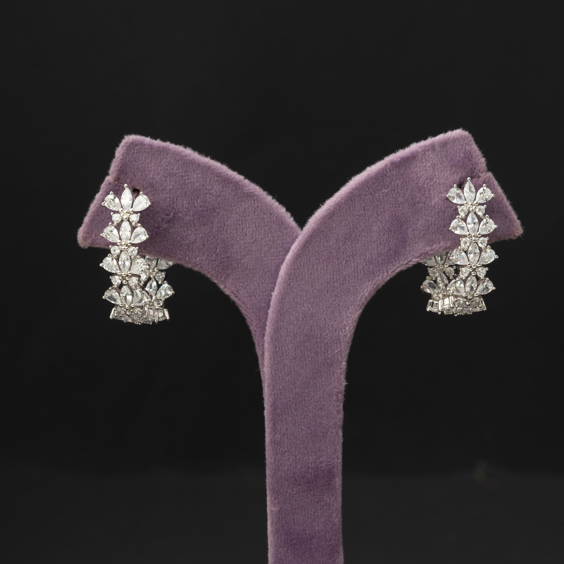 Chameli sterling silver earrings, 92.5 silver earrings featuring cz stones