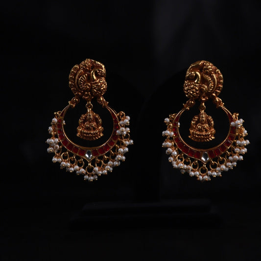 Eesha Kundan Silver Earrings, 92.5 silver kundan earrings with gold-plating, gold-plated kundan earrings