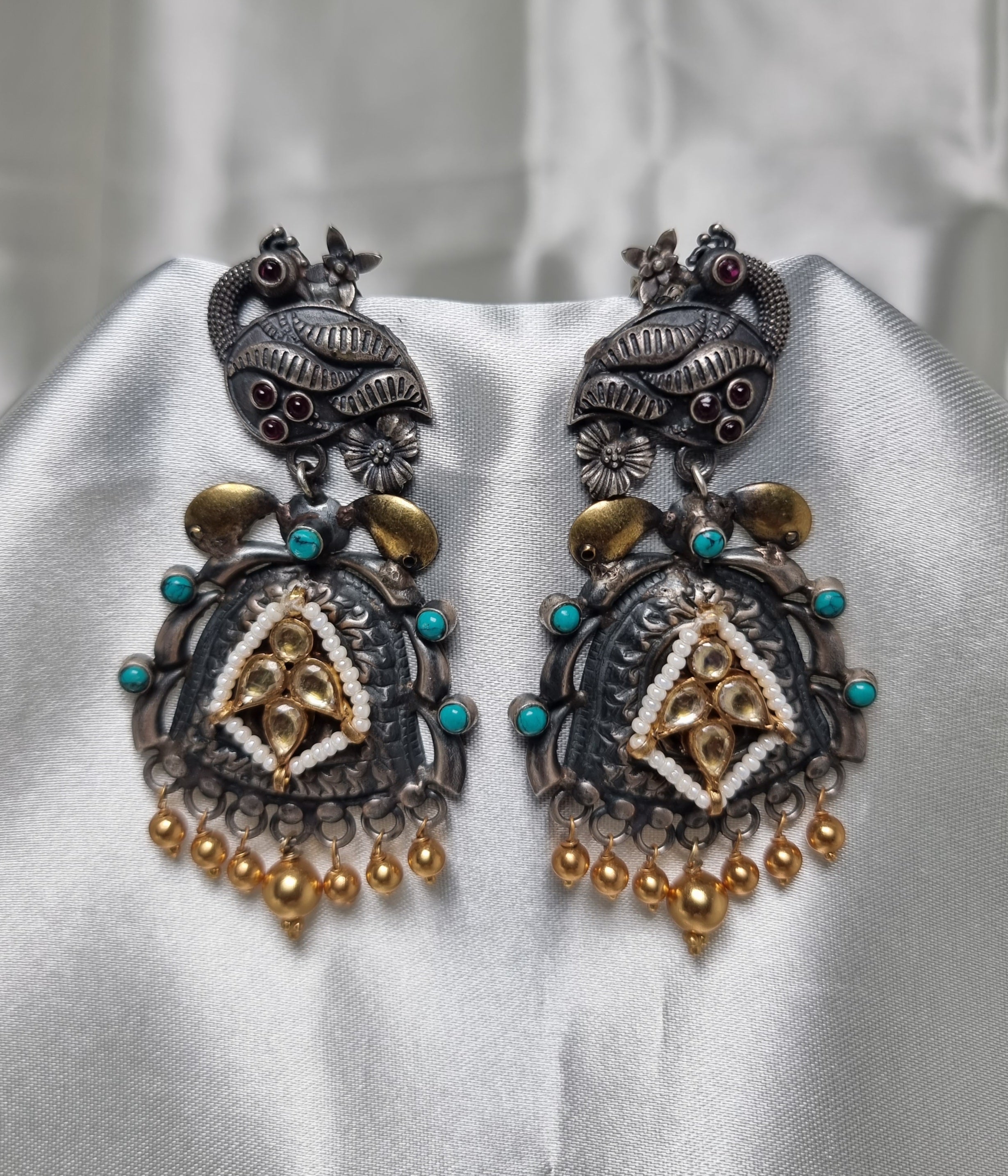 Latest Trendy Oxidised Silver Look Earrings with Antique Flower Design |  Sasitrends | Sasitrends