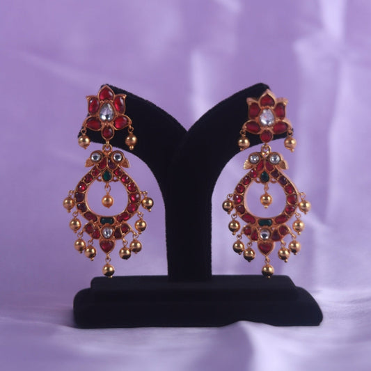 Aarni Kundan silver earrings, gold-plated 92.5 silver earrings