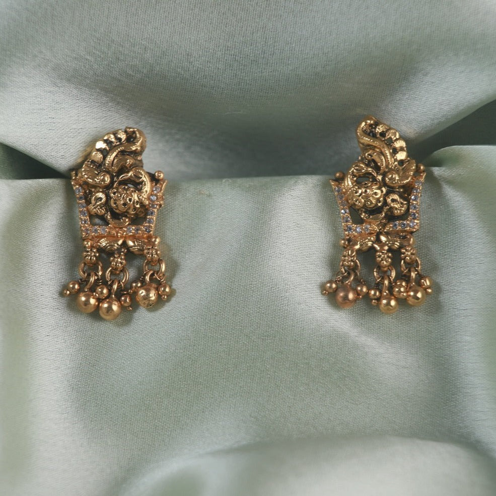 Geethika silver earrings, gold plated 92.5 silver earrings, traditional earrings