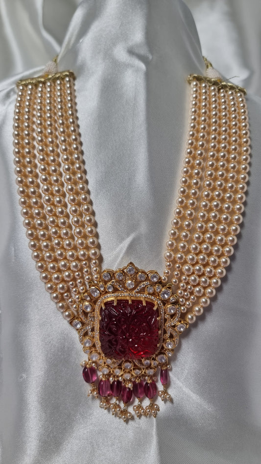 Aashvi pearls haram, Gold-plated vintage pearls haram, Gold plated 92.5 silver haram