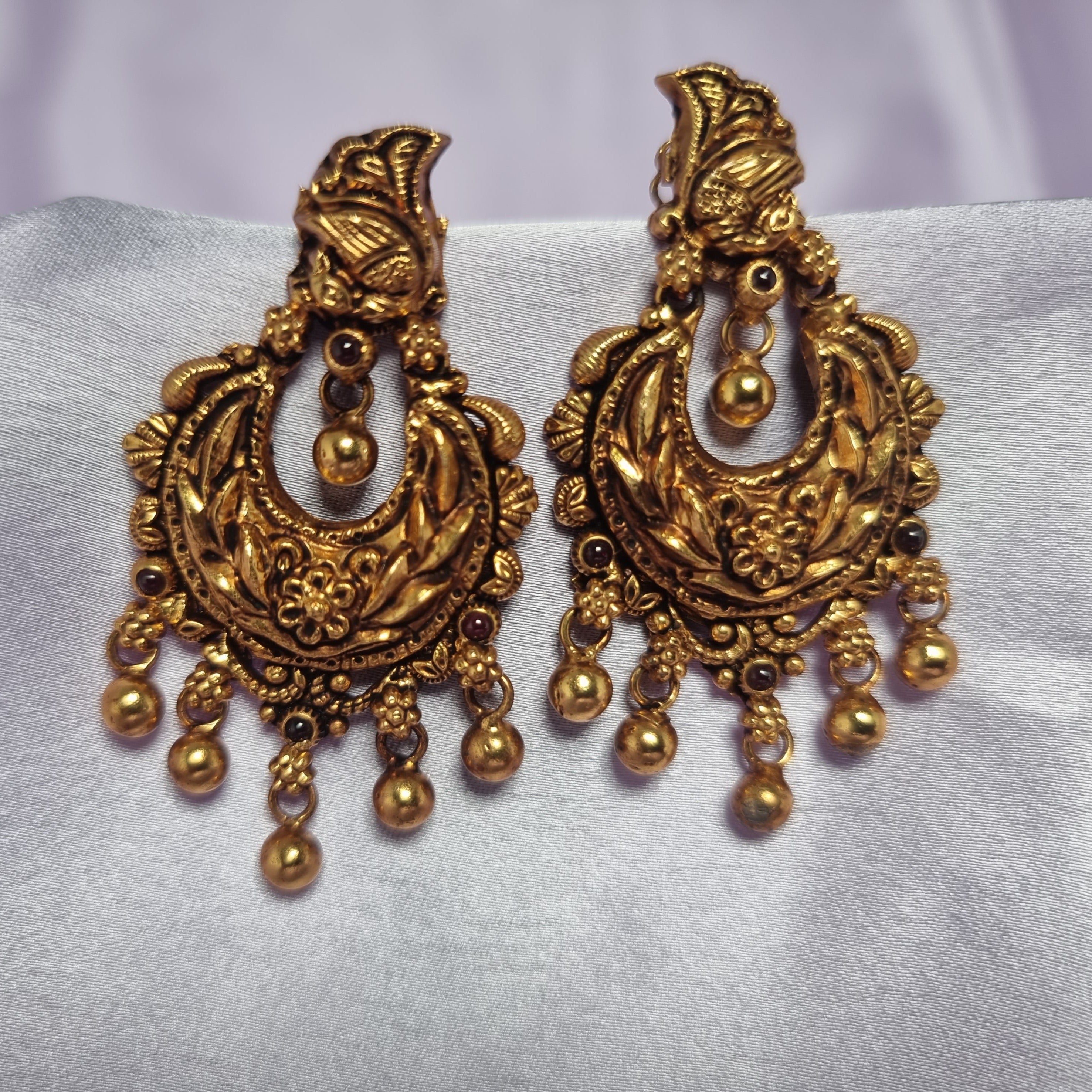 Buy Januja antique chandbali silver earrings for women