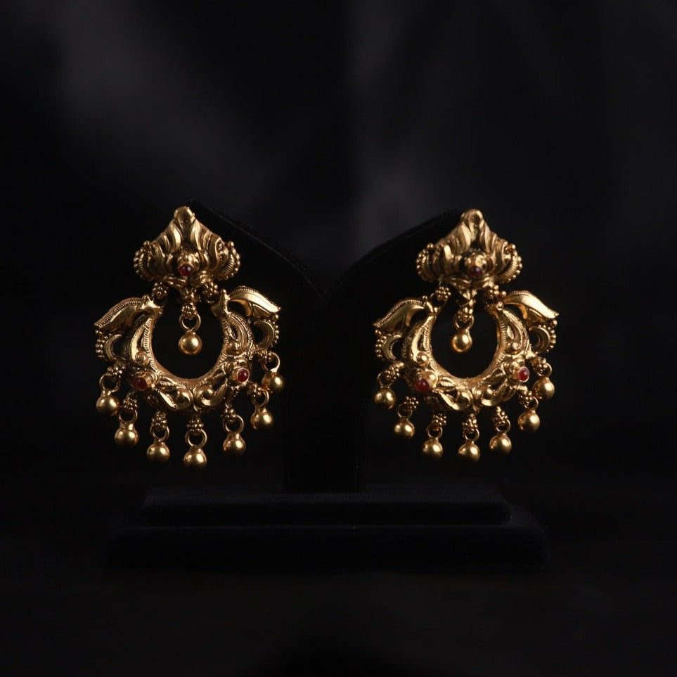 Aanika Chandbali Silver Earrings, gold-plated silver earrings