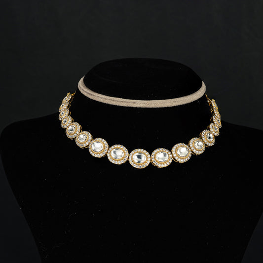 Zoe silver necklace, Gold plated premium 92.5 silver necklace featuring CZ and moissanite stones