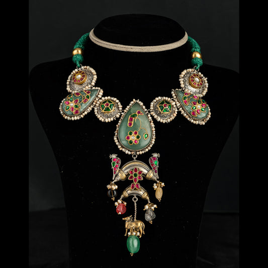 Ziya fusion silver necklace, antique model necklace, gold-plated silver fusion necklace