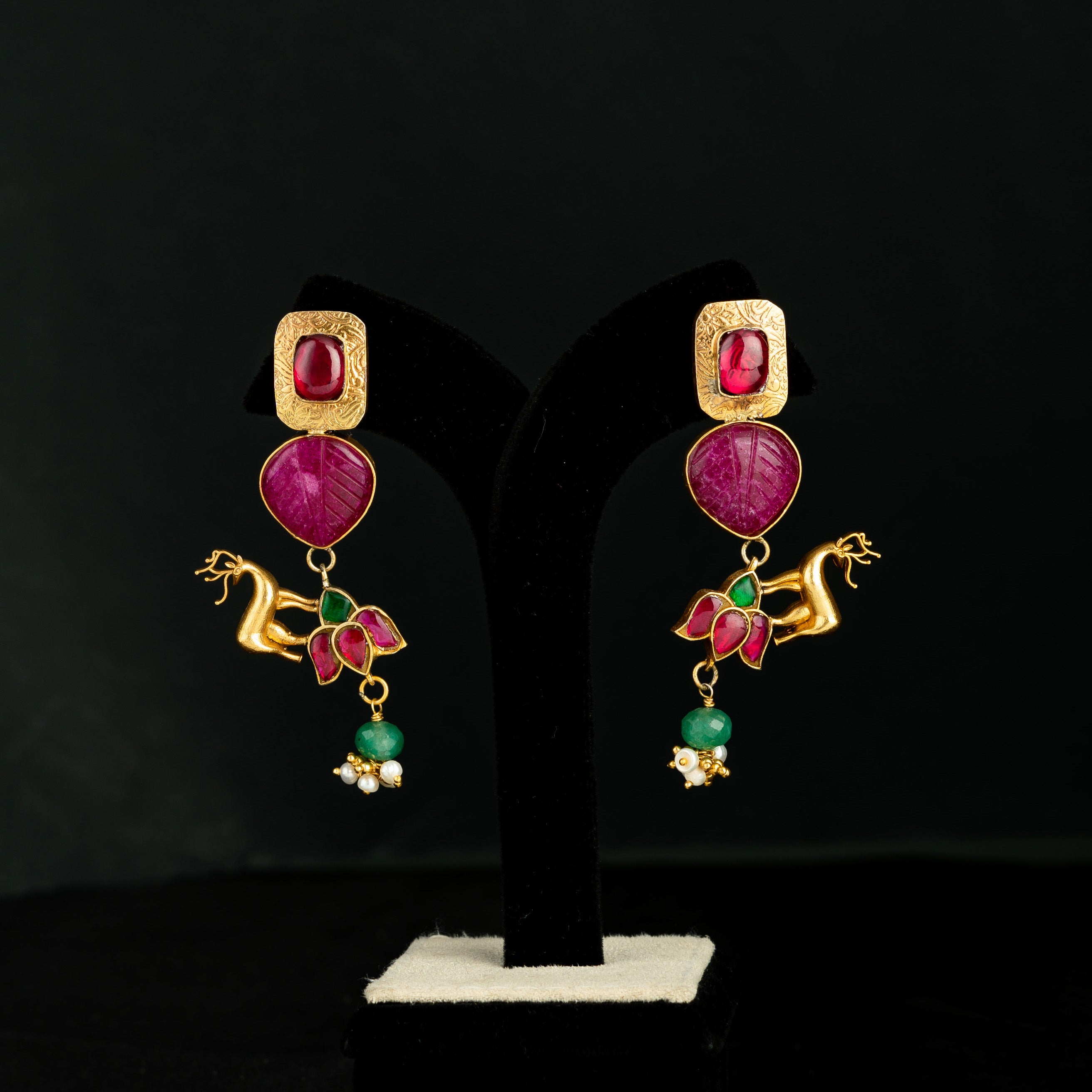 Tribe Amrapali Earrings  Buy Tribe Amrapali Sterling Silver Gold Plated  Garnet Floral Ear Studs Online  Nykaa Fashion
