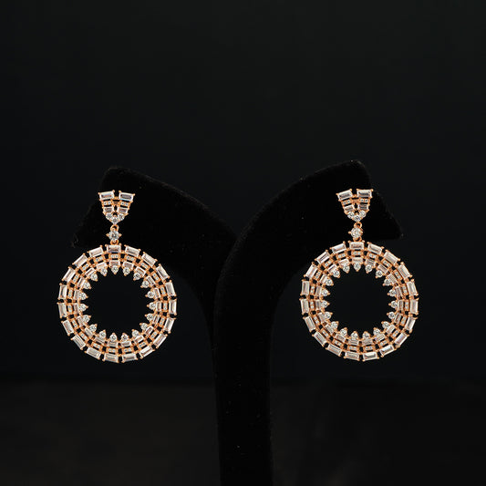 Isha rose gold earrings, crafted with high quality rose gold-plated silver featuring CZ stones