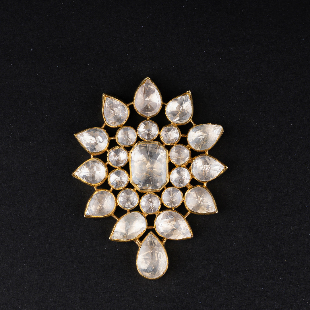 Zoya 92.5 silver pendant, designer gold-plated silver pendant featuring moissanite stones