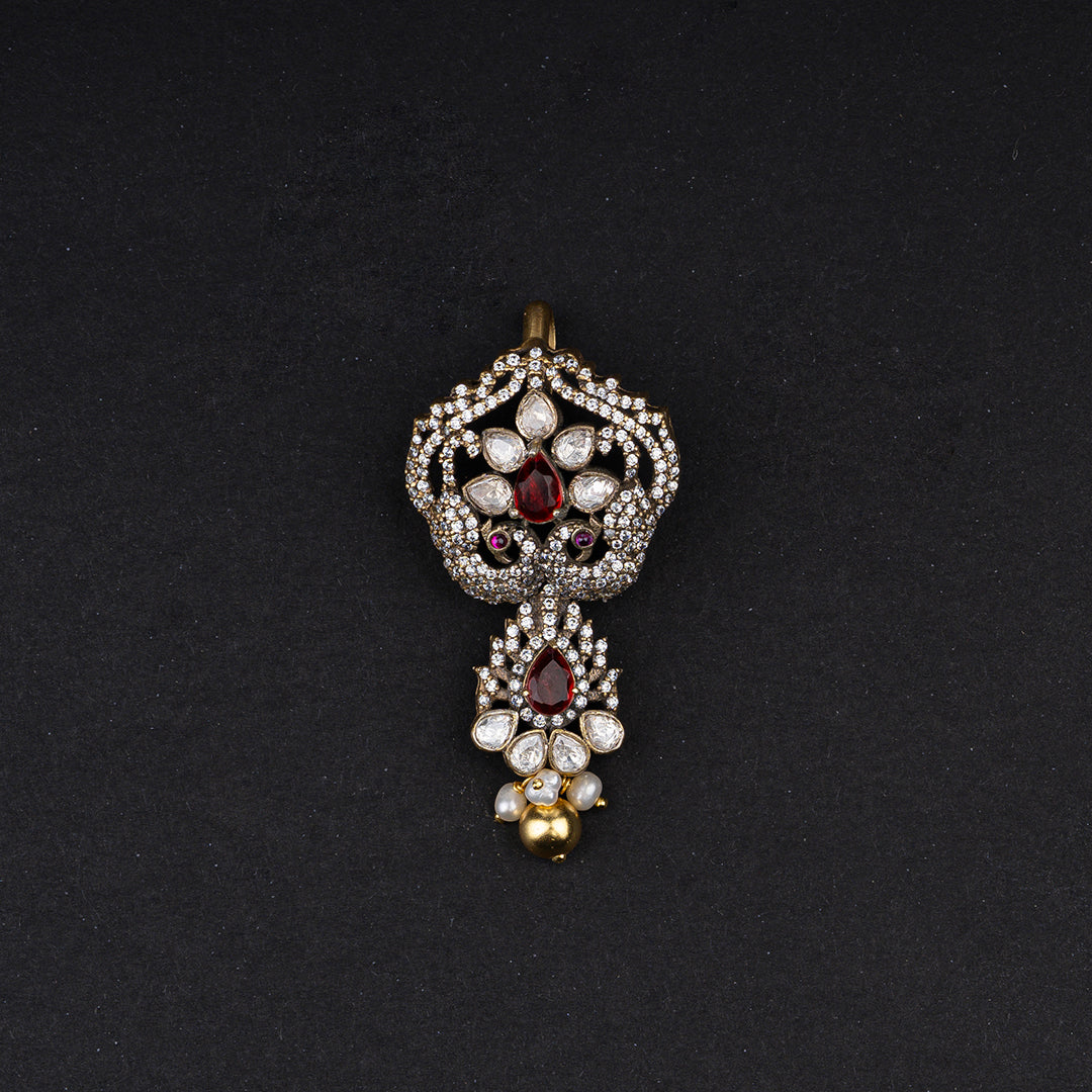 Rea silver cz pendant, 92.5 silver cz pendant, gold-plated silver pendant featuring ruby, moissanite and cz stones