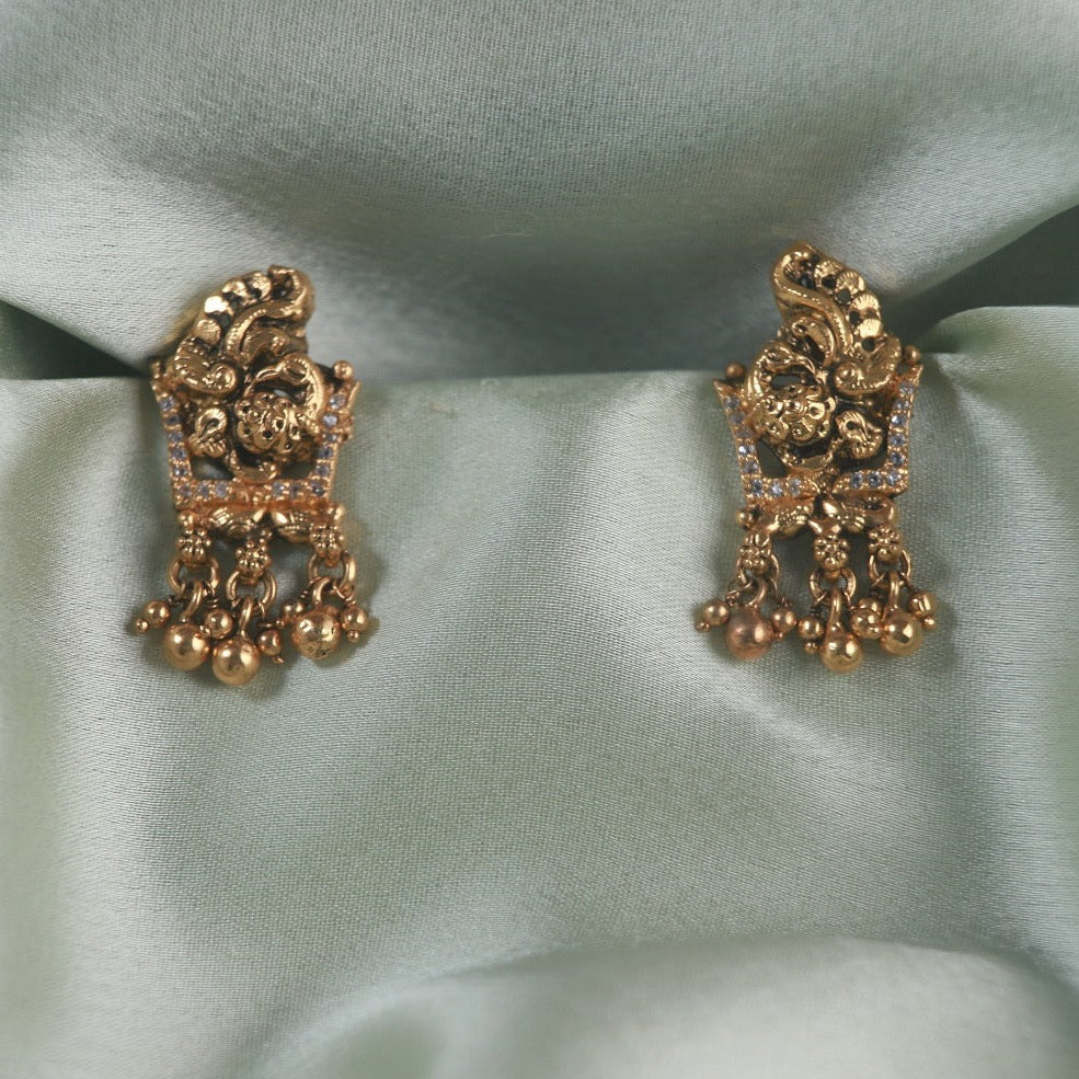 Geethika silver earrings, gold plated 92.5 silver earrings, traditional earrings