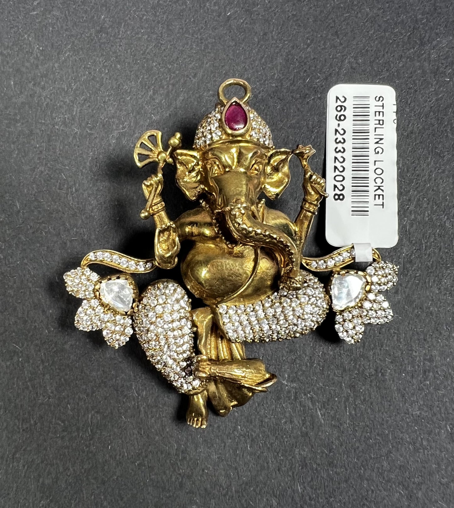 Triya Silver Ganesh Pendant, 92.5 silver pendant, gold-plated silver ganesh pendant