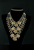 Kundan beads haram, beads haram, Gold plated silver haram